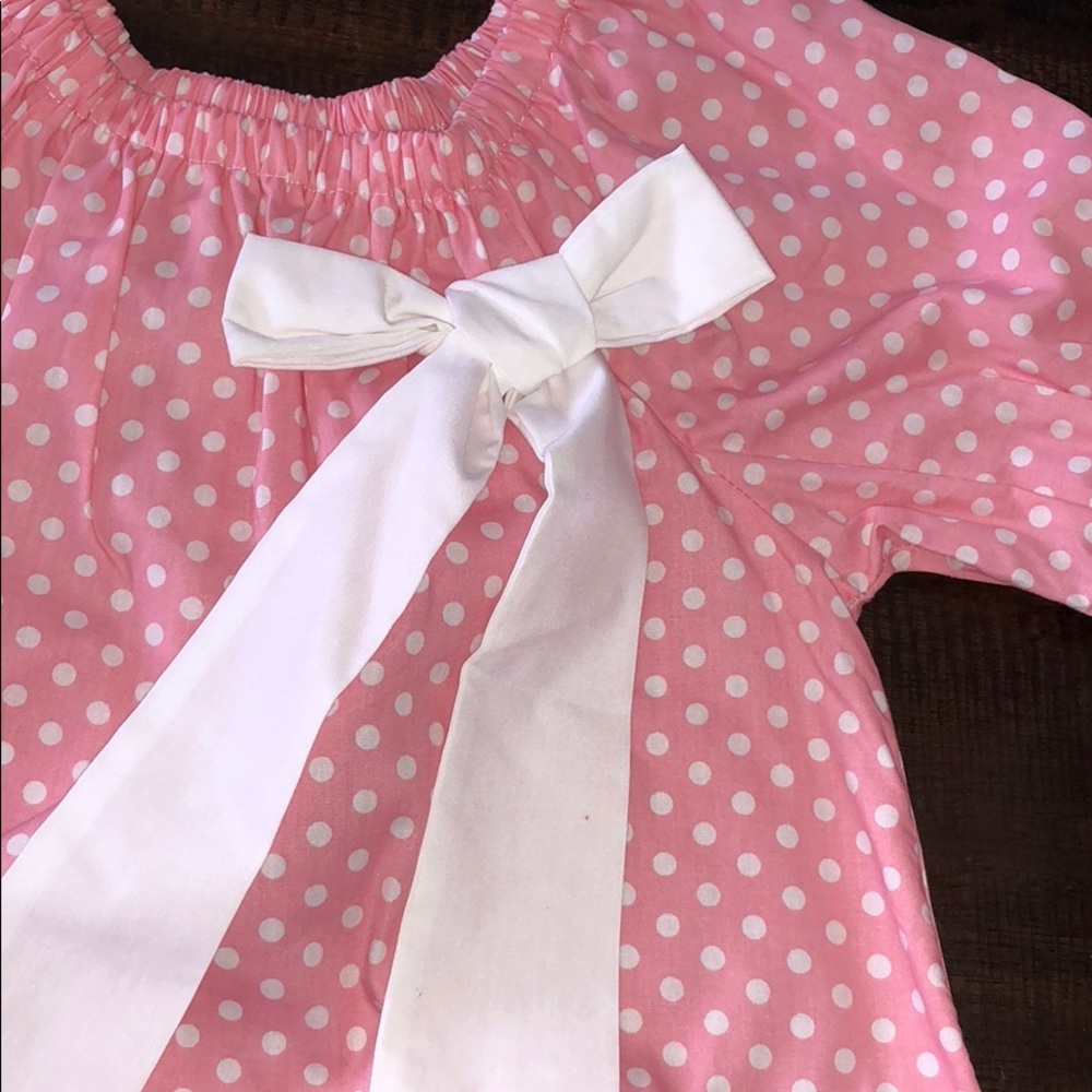 Beautiful Easter bunny dress pink & white polkadot - Picture 3 of 8